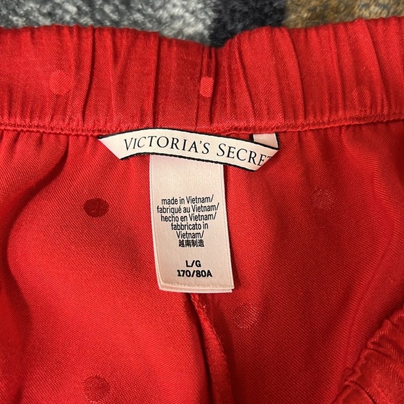 Victoria’s Secret Red Polka Dot Satin PJ Sleepwear Pants Size Large - Picture 7 of 8